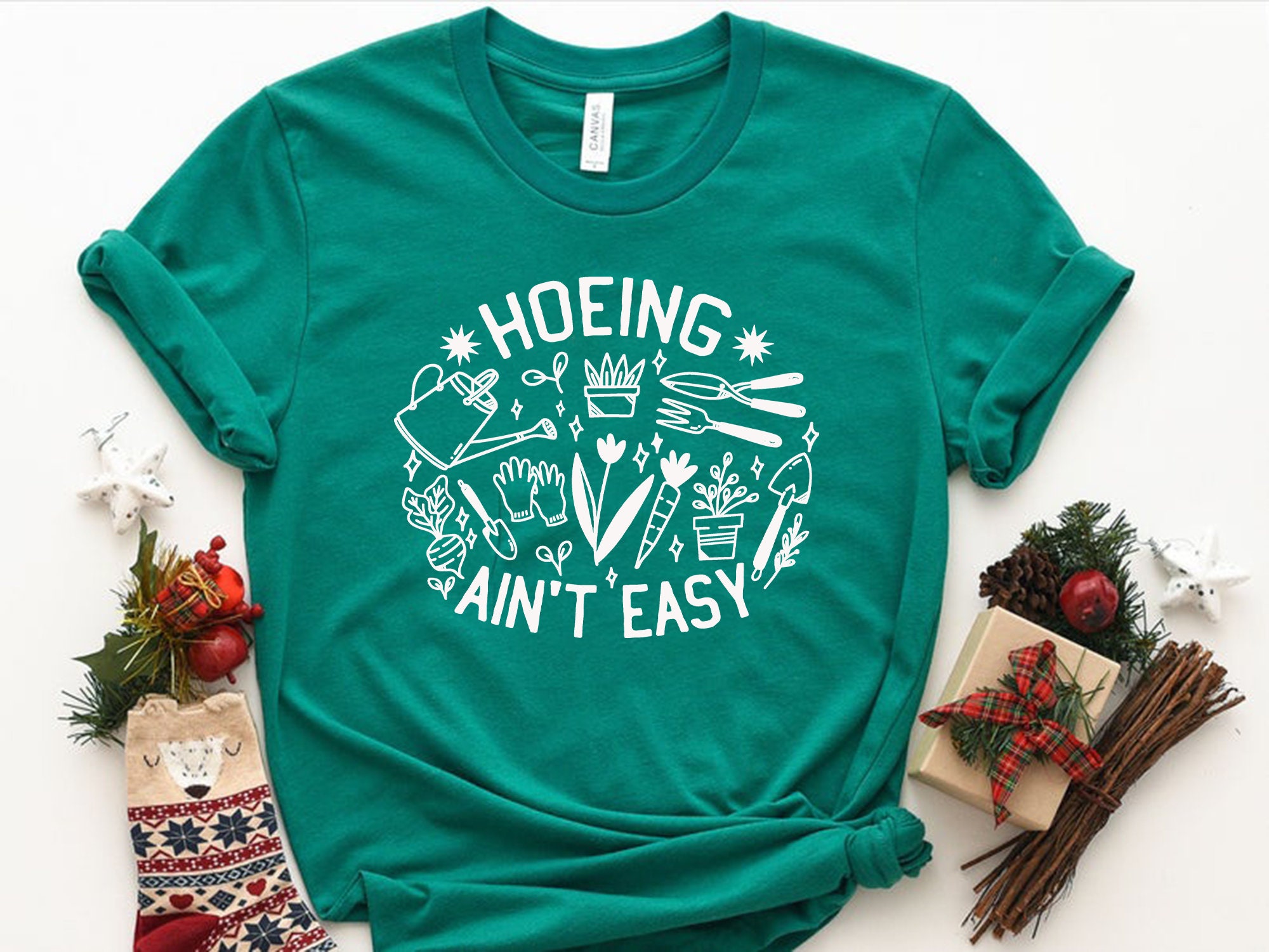 Discover Gardener Plant Lover Farmer Hoeing Ain't Easy T Shirt