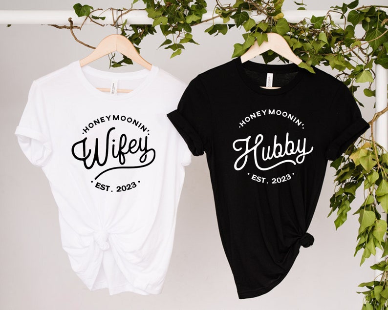 Cute Honeymoon Shirts, Wifey Hubby, Mr Mrs Shirts, Newlywed Shirts, Just Married T-Shirts, Engaged Matching Set, Fiancee Fiance Tees, Hubby