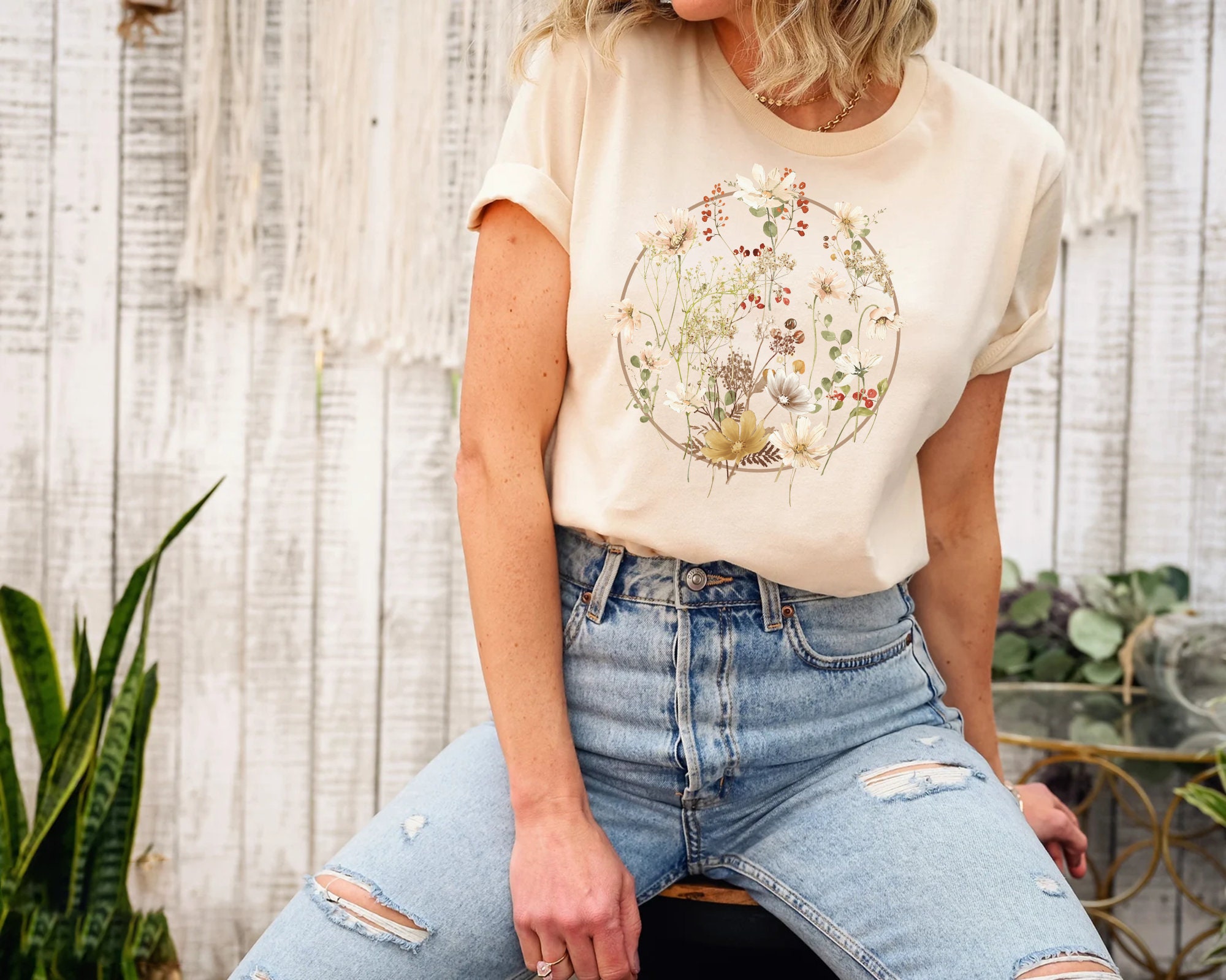 Discover Flower Shirt, Gift For Her, Flower Shirt Aesthetic, Floral Graphic Tee, Floral Shirt, Flower T-shirt, Wild Flower Shirt, Wildflower T-shirt