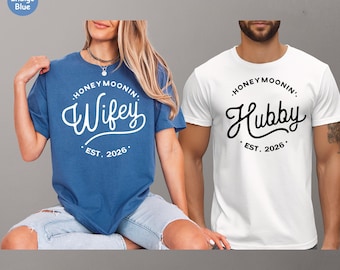 Cute Honeymoon Shirts, Wifey Hubby, Mr Mrs Shirts, Newlywed Shirts, Just Married T-Shirts, Engaged Matching Set, Fiancee Fiance Tees, Hubby