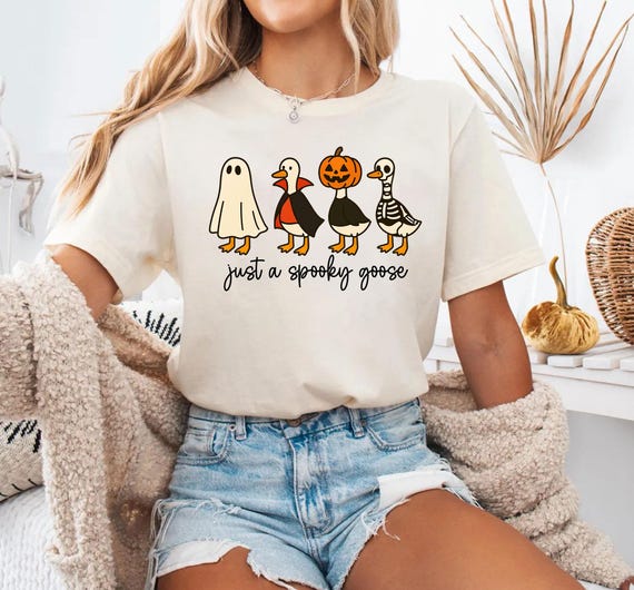 Halloween Goose Tshirt, Just a Spooky Goose Shirt, Funny Silly Goose Halloween Shirt, Halloween Girls T-shirt, Spooky Season, Halloween Kids