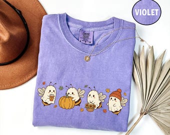 Boo Bees Fall Comfort Colors® Shirt Ghost Halloween Autumn Coffee Tee Pumpkin Patch Cozy Season Fall October TShirt Bumble Insect Tee