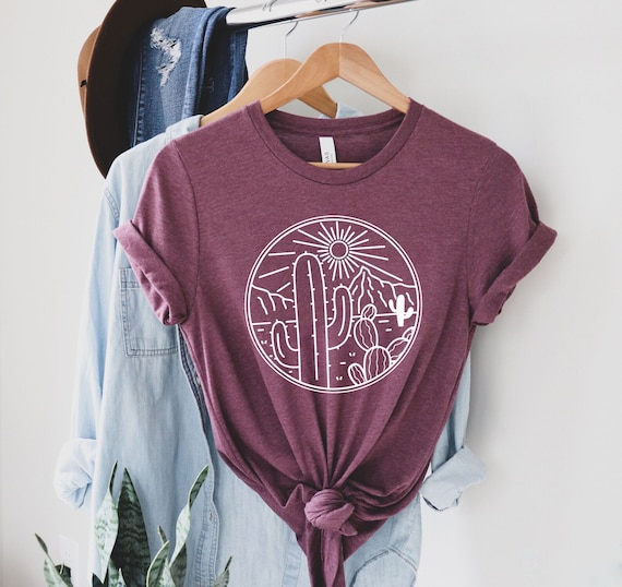 Desert Shirt, Cactus Plants, Cactus Shirt, Adventure Shirt, Arizona Shirt, Cactus Scene Shirt, Women Shirt, Desert Adventure,Wild West Shirt