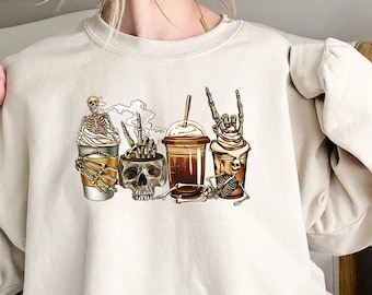 Skeleton Coffees Shirt, Coffee Skeleton Shirt, Halloween Shirt, Halloween Coffee, Coffee Shirt, Skeleton Shirt, Coffee Latte Shirt, Fall Tee