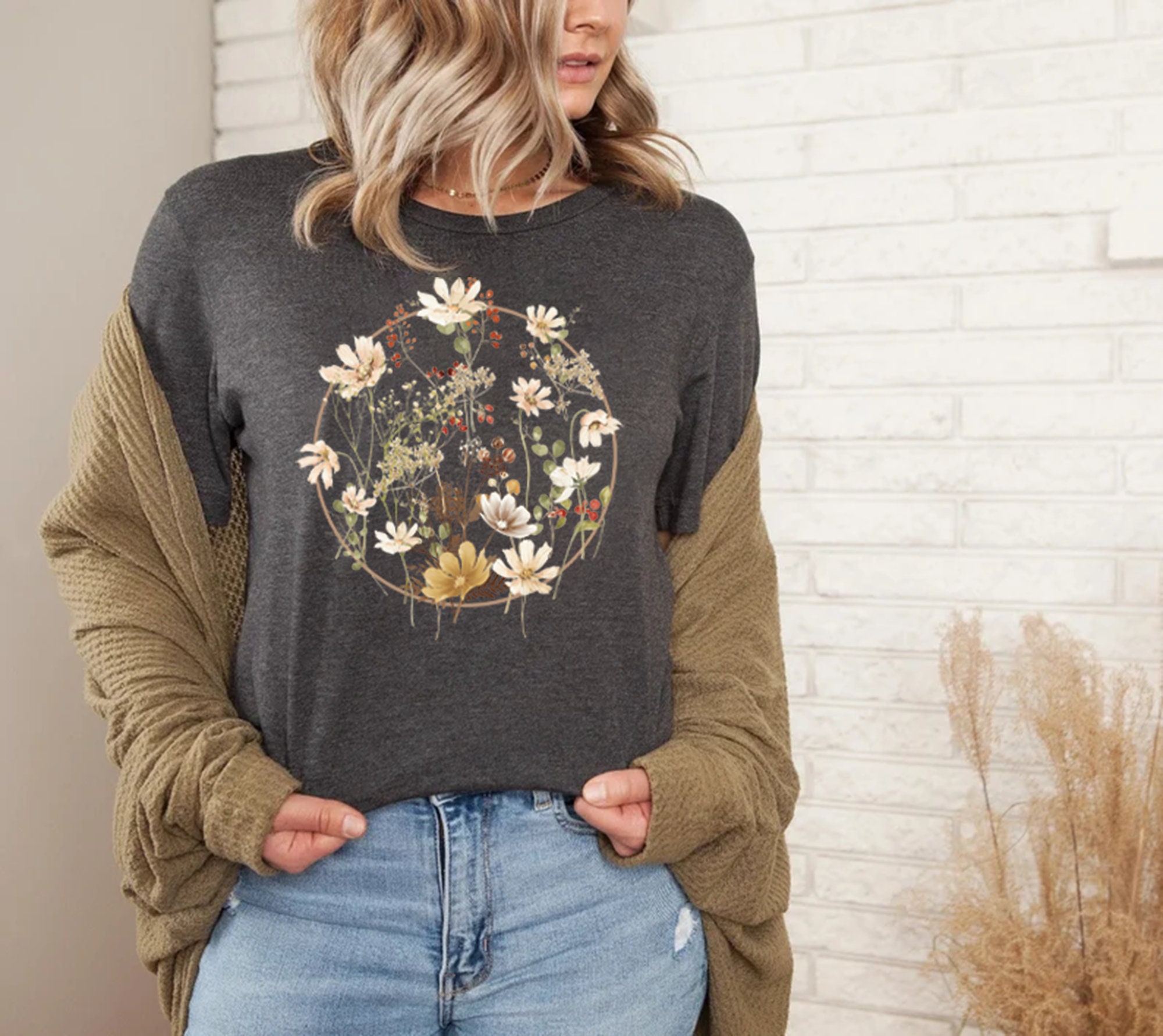 Discover Flower Shirt, Gift For Her, Flower Shirt Aesthetic, Floral Graphic Tee, Floral Shirt, Flower T-shirt, Wild Flower Shirt, Wildflower T-shirt