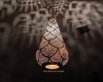 Moroccan Brass Pendant Lamp: Home Decor Lighting, Housewarming Gift