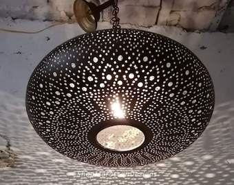 Moroccan Handmade Pendant lamp shade - Hanging Chandelier Brass Lighting - Pendant Light - New Home Decor .