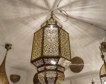 Luxury Moroccan Brass Chandelier - Decorative Pendant Ceiling Light - Morrish Lighting .
