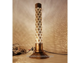 Moroccan Bedside Lamp – Handmade Brass Table Lighting  – Boho Night Light – Moroccan Decor