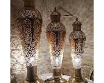 モロッコ製手作り真鍮スタンドライト 楽天市場】モロッコランプ 真鍮 「マムーニアM」 ゴールド