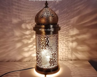 Moroccan Table Lamp: Intricate Night Light, Home Decor