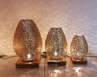 Moroccan Table Lamp: Arabic Letter Pattern, Ramadan Decor Light