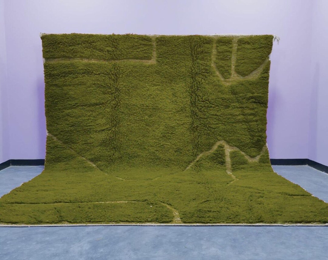 Custom Berber Army Green Rug Handmade Wool Beni Ourain Carpet Olive ...
