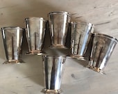 6 Silver Plate Beaded Mint Julep Cups
