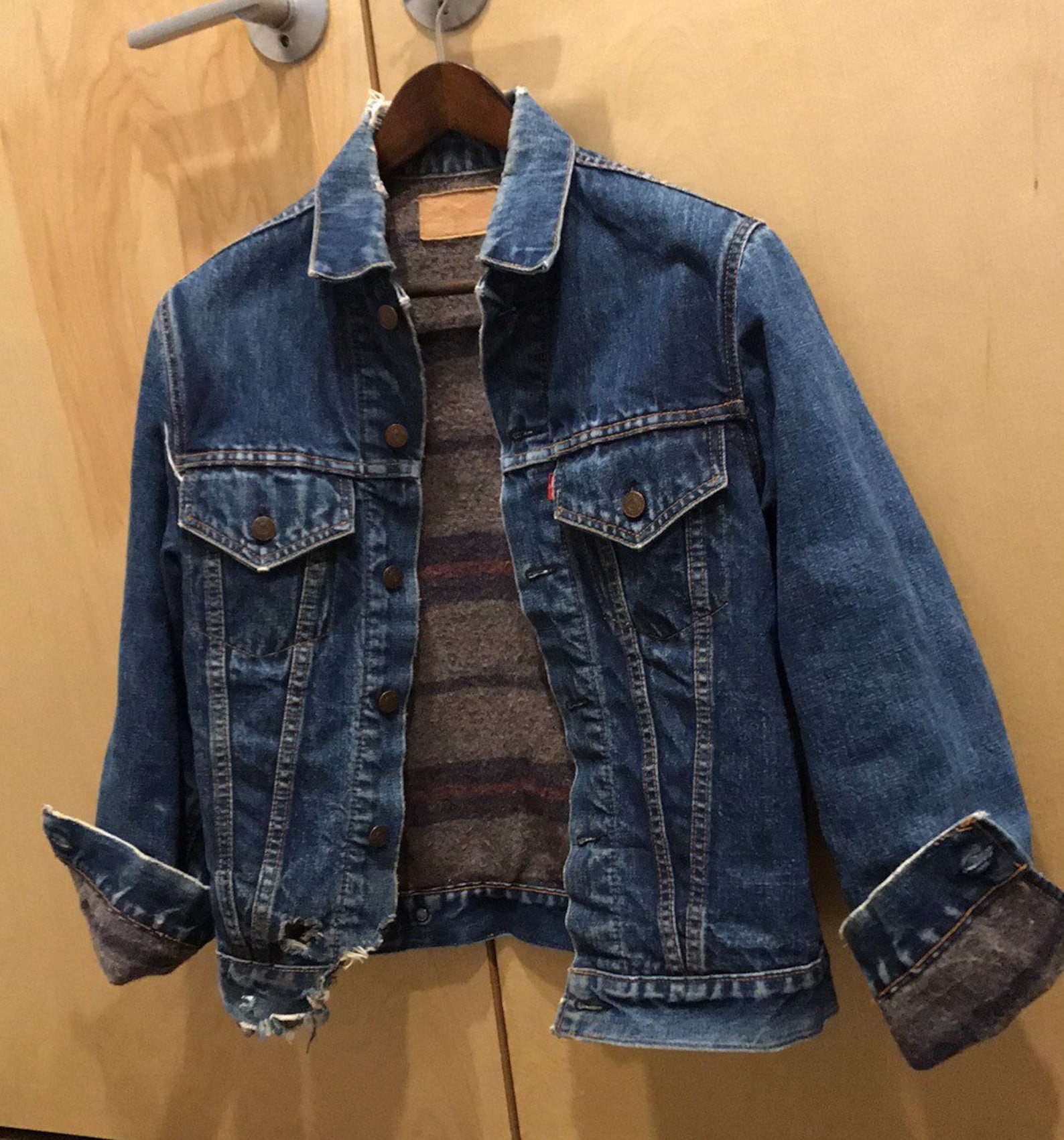 80s Vintage Levis denim Jacket Wool Blanket Lined Etsy