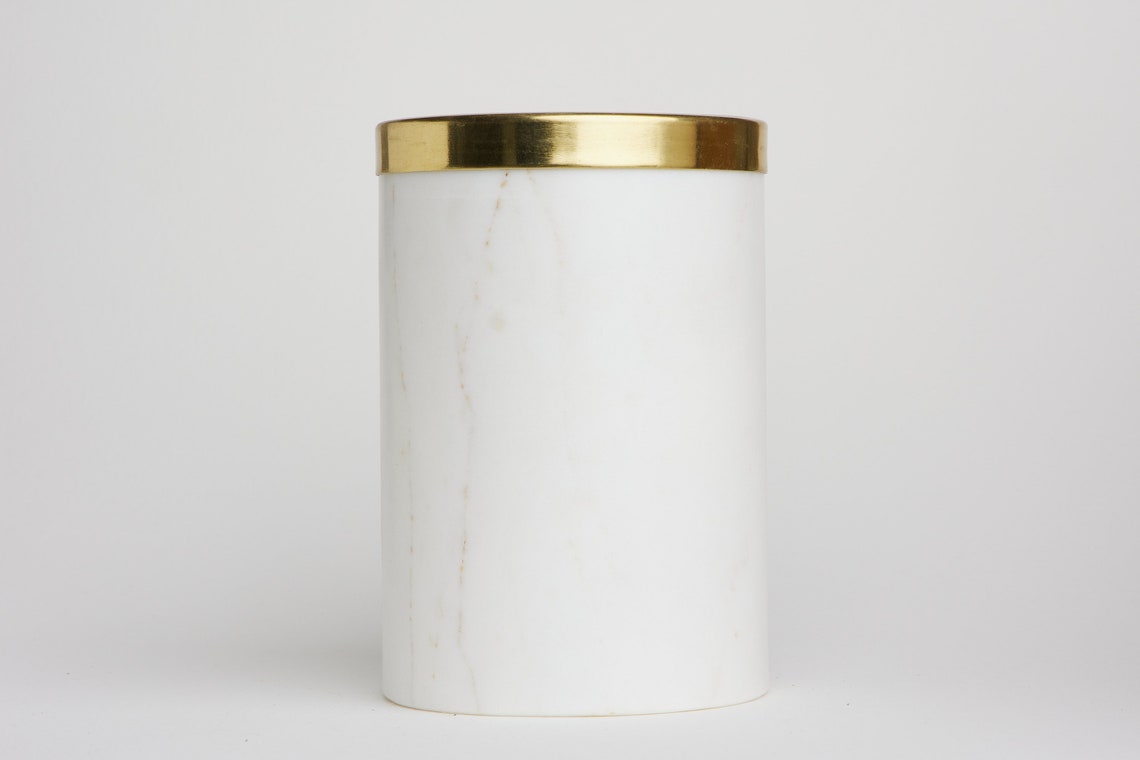 Stylish White Marble Utensil Holder With Brass Rim. Etsy UK