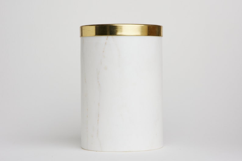 Stylish White Marble Utensil Holder With Brass Rim. Etsy UK