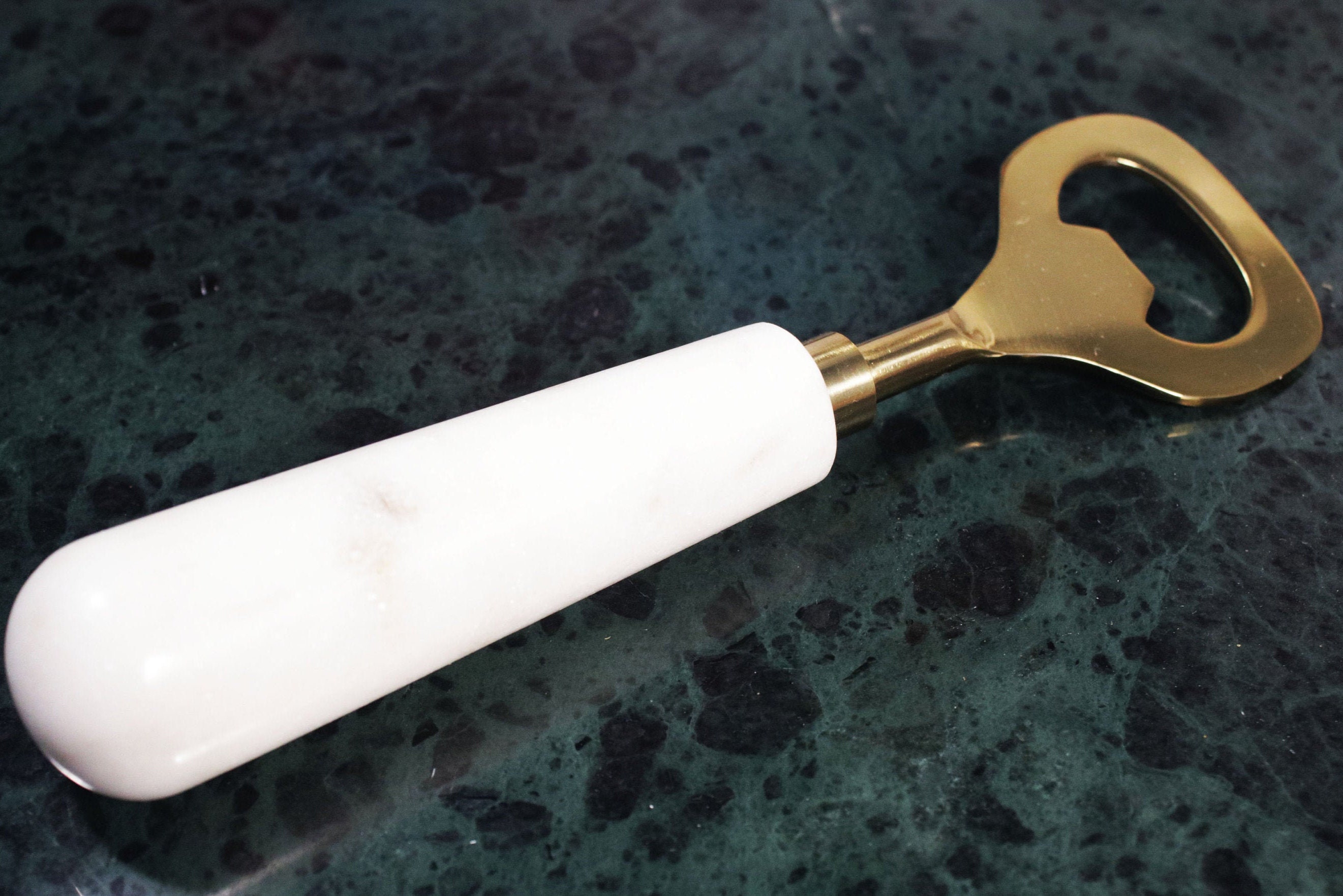 Stylish Gold Metal Handmade Bottle Opener With a Rounded White Etsy UK