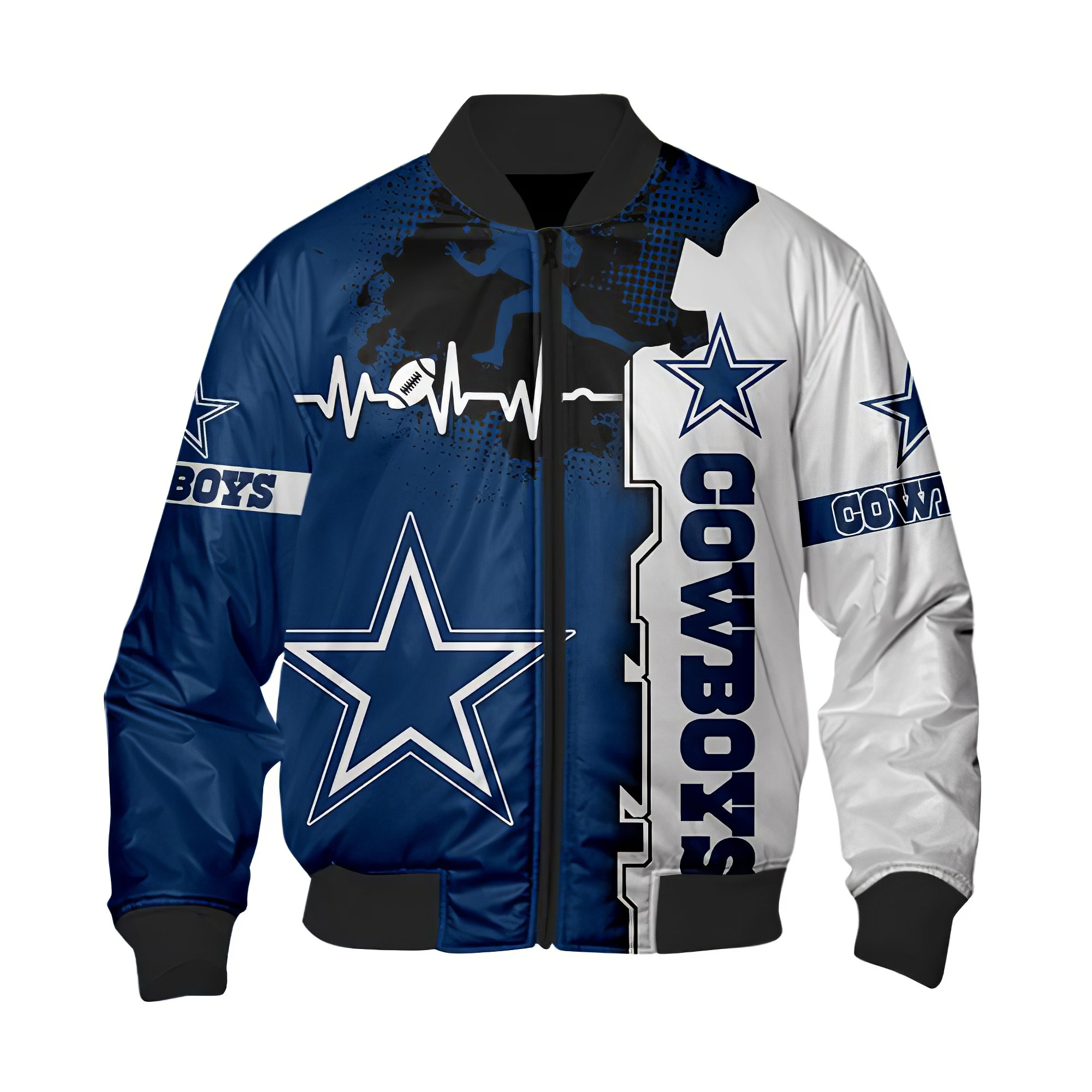 Dallas Cowboys Bomber Jacket graphic heart ECG line gift for | Etsy