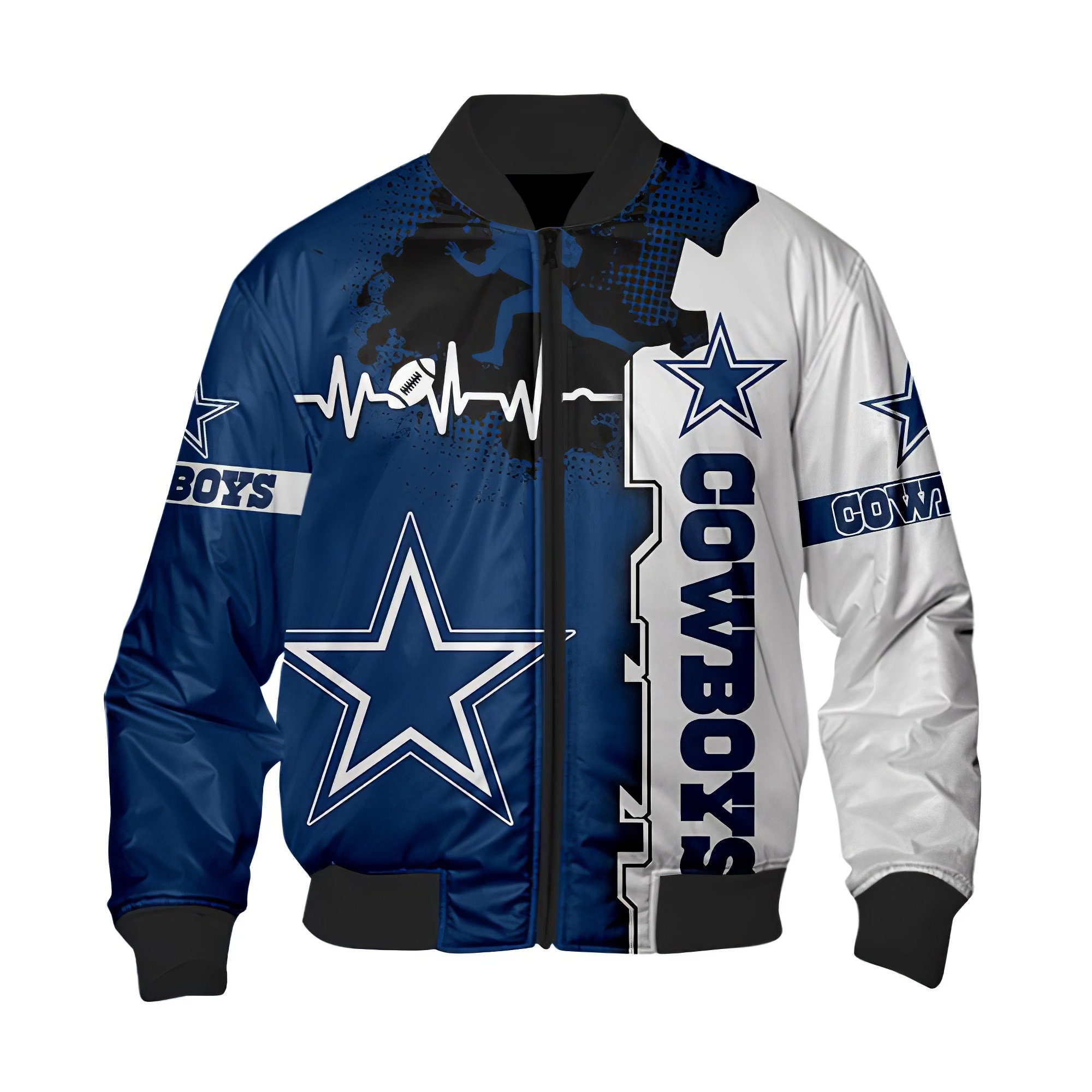 Dallas Cowboys Bomber Jacket graphic heart ECG line gift for Etsy