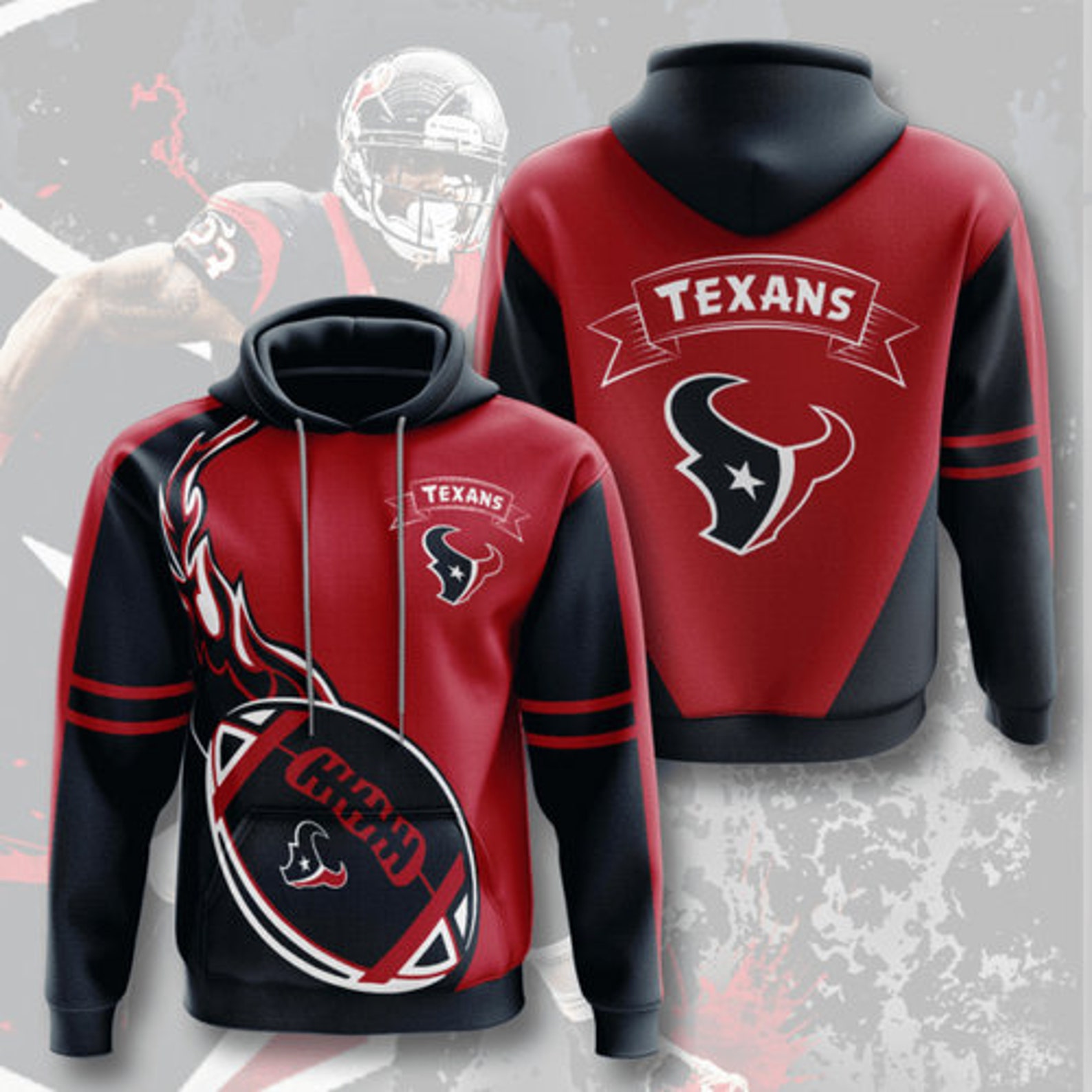 NFL Houston Texans 3d Hoodie fleece hoodie Houston Texans | Etsy