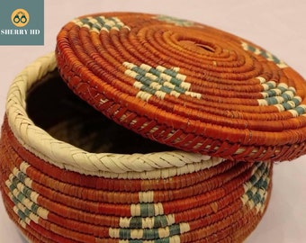 Details about   Multipurpose Sphere Colorful Woven Basket with LidHolder Handicraft FreeShipping 