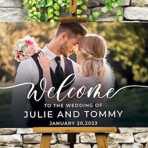 Letrero de bienvenida con foto, letrero de bienvenida para bodas, letrero acrílico personalizado, letrero de ensayo, letrero con foto para bodas, póster de bodas, letrero de boda con foto