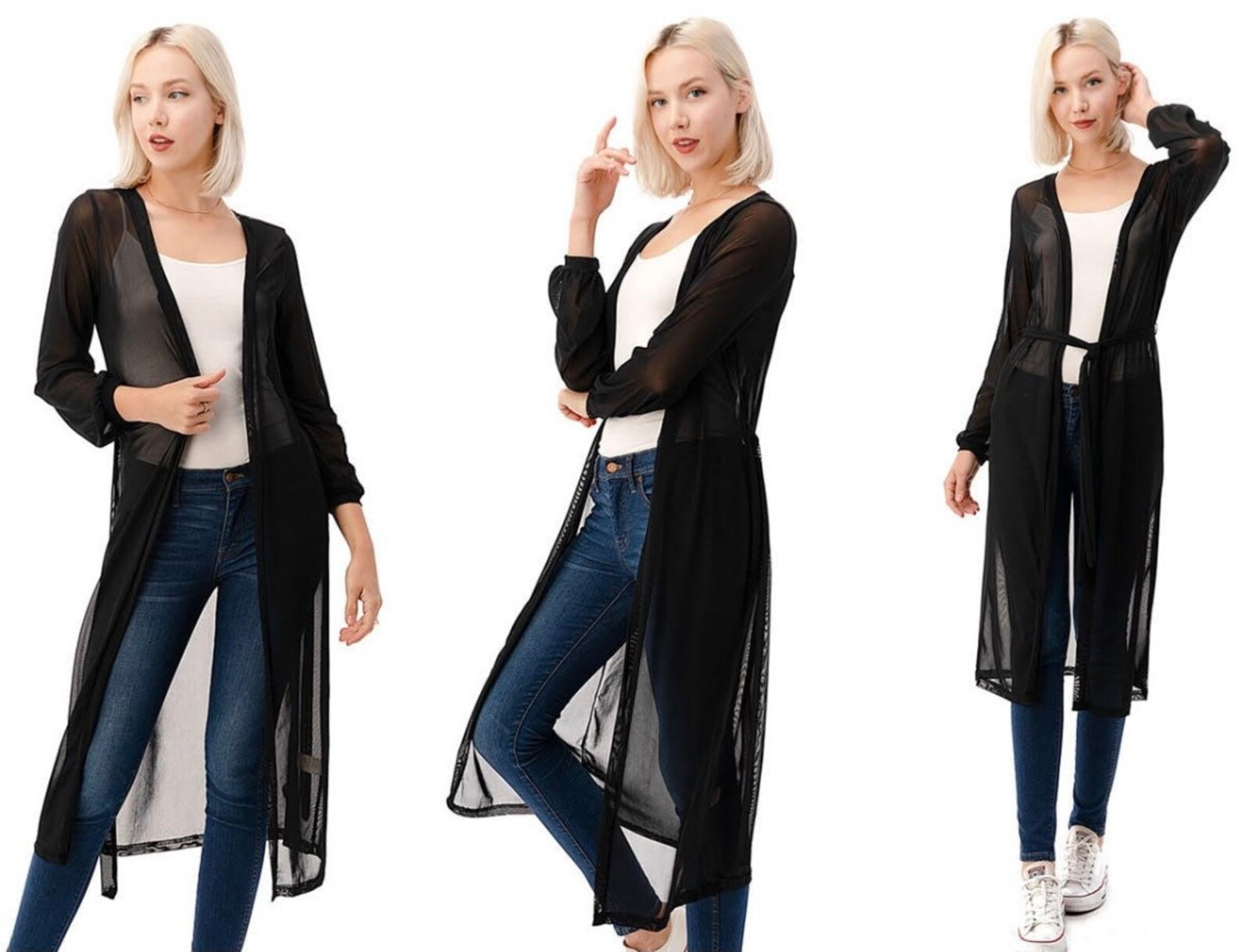 Sheer Duster Cardigan / Women's Long Sleeve Chiffon Light Etsy