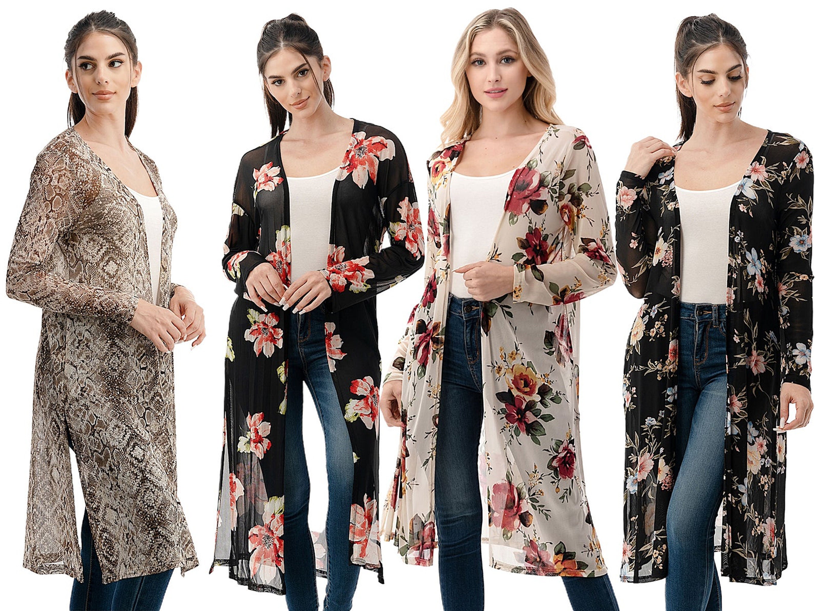 Sheer Duster Cardigan / Women's Long Sleeve Chiffon Light Etsy