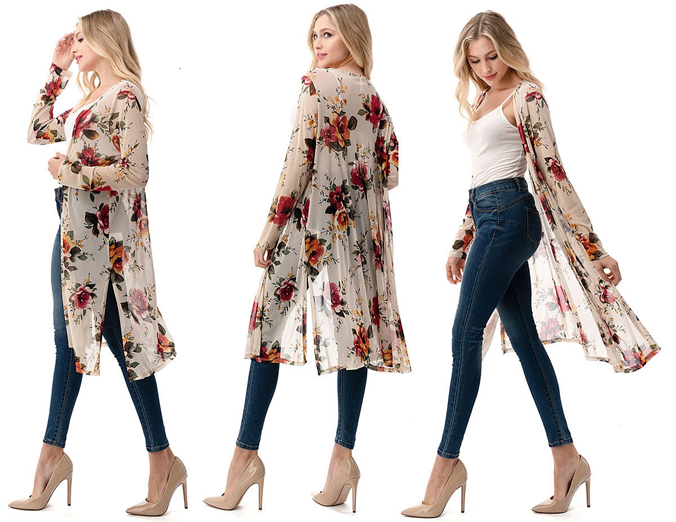 Sheer Duster Cardigan / Women's Long Sleeve Chiffon Light Etsy