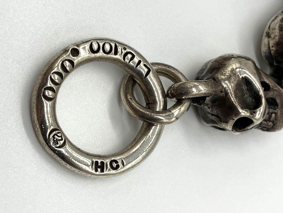 Travis Walker Double Cross 1999 Large 7 Skull Bracelet Sterling