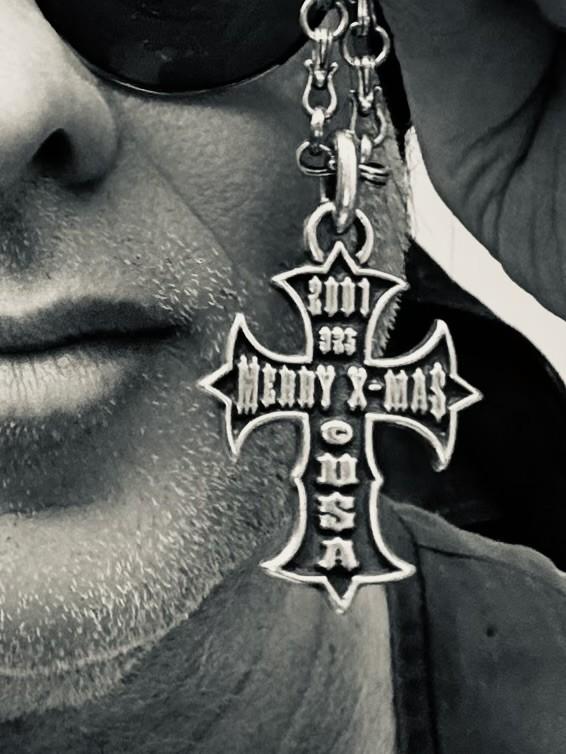 TRAVIS WALKER Double Cross Xmas 2001 Cross Pendant 925 W/pouch