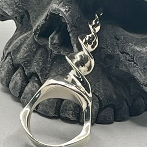 Heavy 1980s Biker 23G RICHARD ERKER Sterling Silver Cork Screw Ring