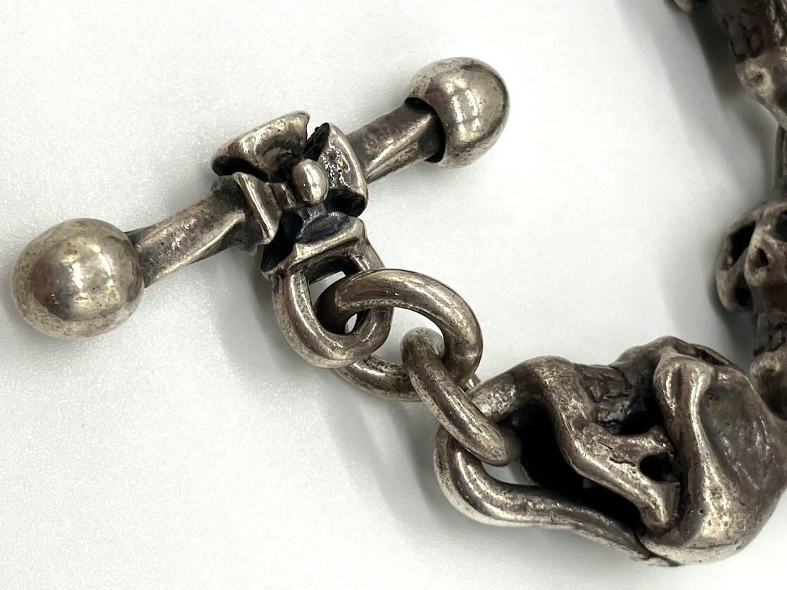 Travis Walker Double Cross 1999 Large 7 Skull Bracelet Sterling