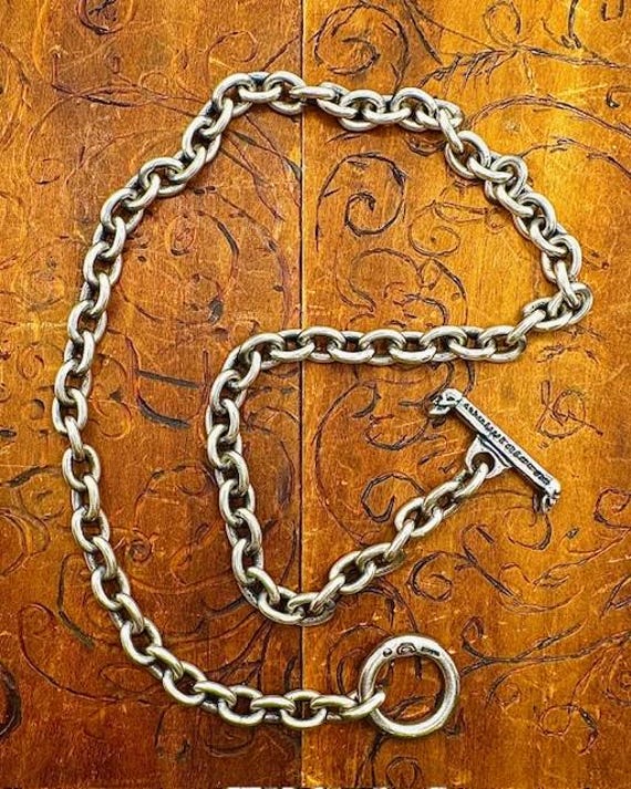 Gaboratory 6mm Chain & Quarter Skull T-bar Necklace 925 Sterling W