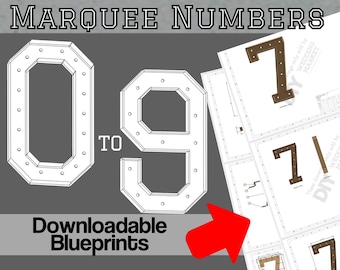 4ft Build Marquee numbers (0-9) DIY Wood Working Plans Digital Download - Digital Template for Wood/Plastic/MDF - SVG / Mosaic / Dxf / Pdf