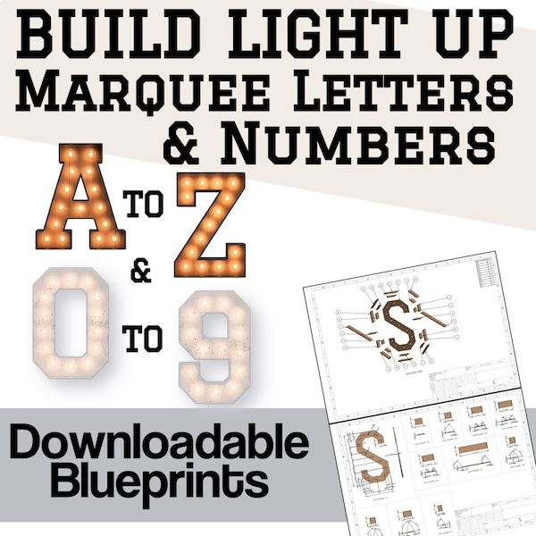 3ft Build Marquee Letters (A-Z & 0-9) DIY Holzarbeitspläne Digitaler Download – inklusive Mosaikdateien / SVG / Adobe Illustrator und mehr!