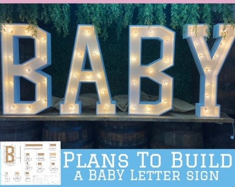3ft - Baby Light Up Marquee Zeichen Pläne - enthält Messungen