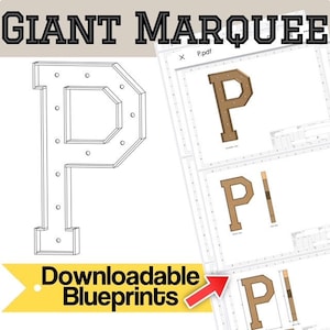4 pies - Letra P con planos de construcción de luces - Plantilla digital para letra de marquesina de madera/plástico/MDF