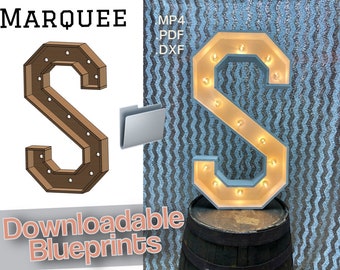 3ft - Letter S - Marquee Build Plans & Blueprints - Digital Template for Wood/Plastic/MDF Marquee Letter Assembly Guide - With Mosaic Files