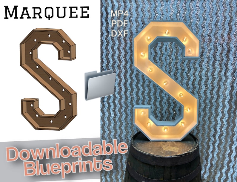 3ft Letter S Marquee Build Plans Blueprints Digital Etsy UK