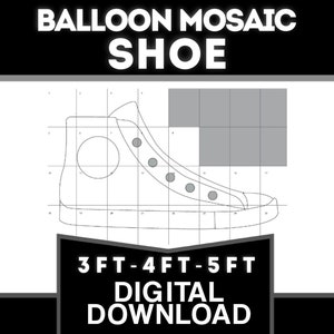 3ft, 4ft, 5ft - Mosaic Sneaker/Shoe - Two Different Styles - Fill With Balloons - Print Out, Cut, And Trace onto Building Material