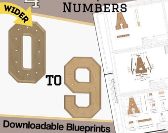 4ft Build Marquee Numbers (0-9) Extra Wide Version - DIY Wood Working Plans Digital Download - Include Mosaic Files / SVG And More!