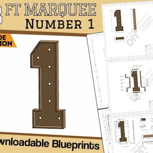 3ft Wide Version - Marquee Number 1 - Build Plans for Wood/Ply/MDF/Plastic - Construction Plans, Blueprints, Mosaic Files, SVG, DXF, More!