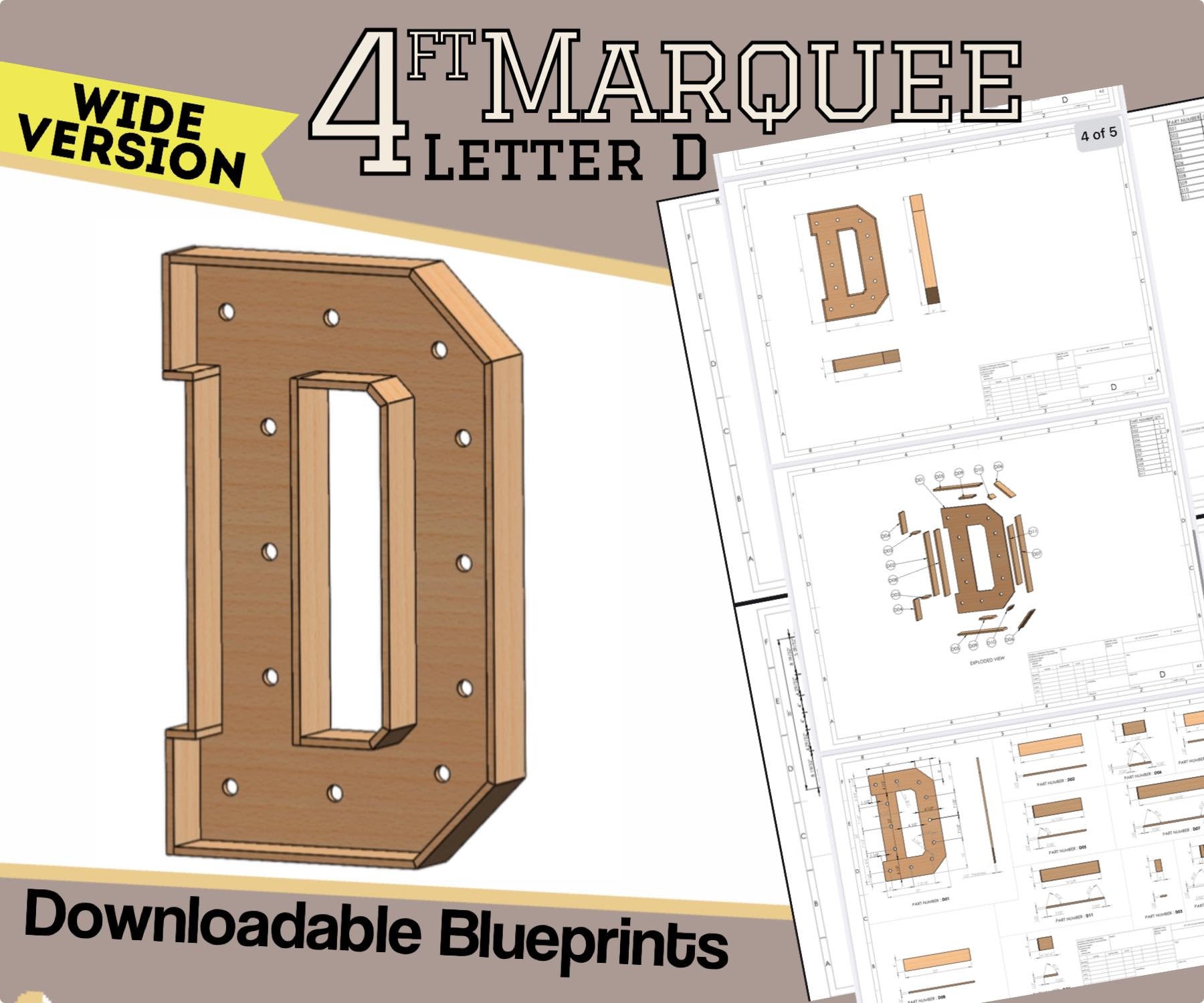4ft Wide Version - Letter D - Build Plans & Blueprints - Digital ...