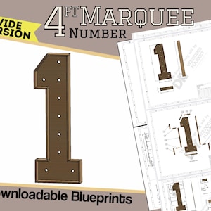 4ft Wide Version - Marquee Number 1 - Build Plans for Wood/Ply/MDF/Plastic - Construction Plans, Blueprints, Mosaic Files, SVG, DXF, More!