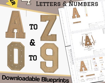 4ft Build Marquee Letters (A-Z & 0-9) Extra Wide Version - DIY Wood Working Plans Digital Download - Include Mosaic Files / SVG And More!