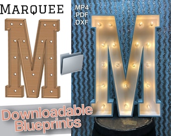3ft - Letter M - Marquee Build Plans - Digital Template for Wood/Plastic/MDF Marquee Letter - Mosaic Files Included