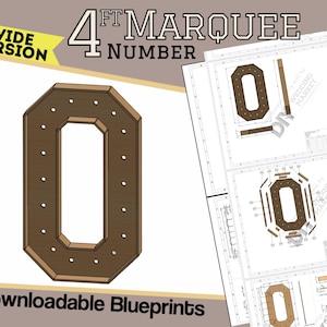 4ft Wide Version - Number 0 - Build Plans & Blueprints - Digital Template for Wood/Plastic/MDF Marquee Numbers