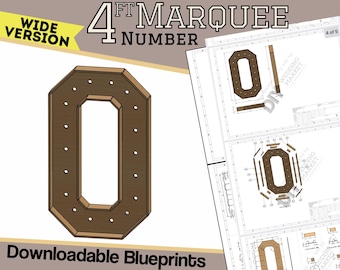 4ft Wide Version - Number 0 - Build Plans & Blueprints - Digital Template for Wood/Plastic/MDF Marquee Numbers